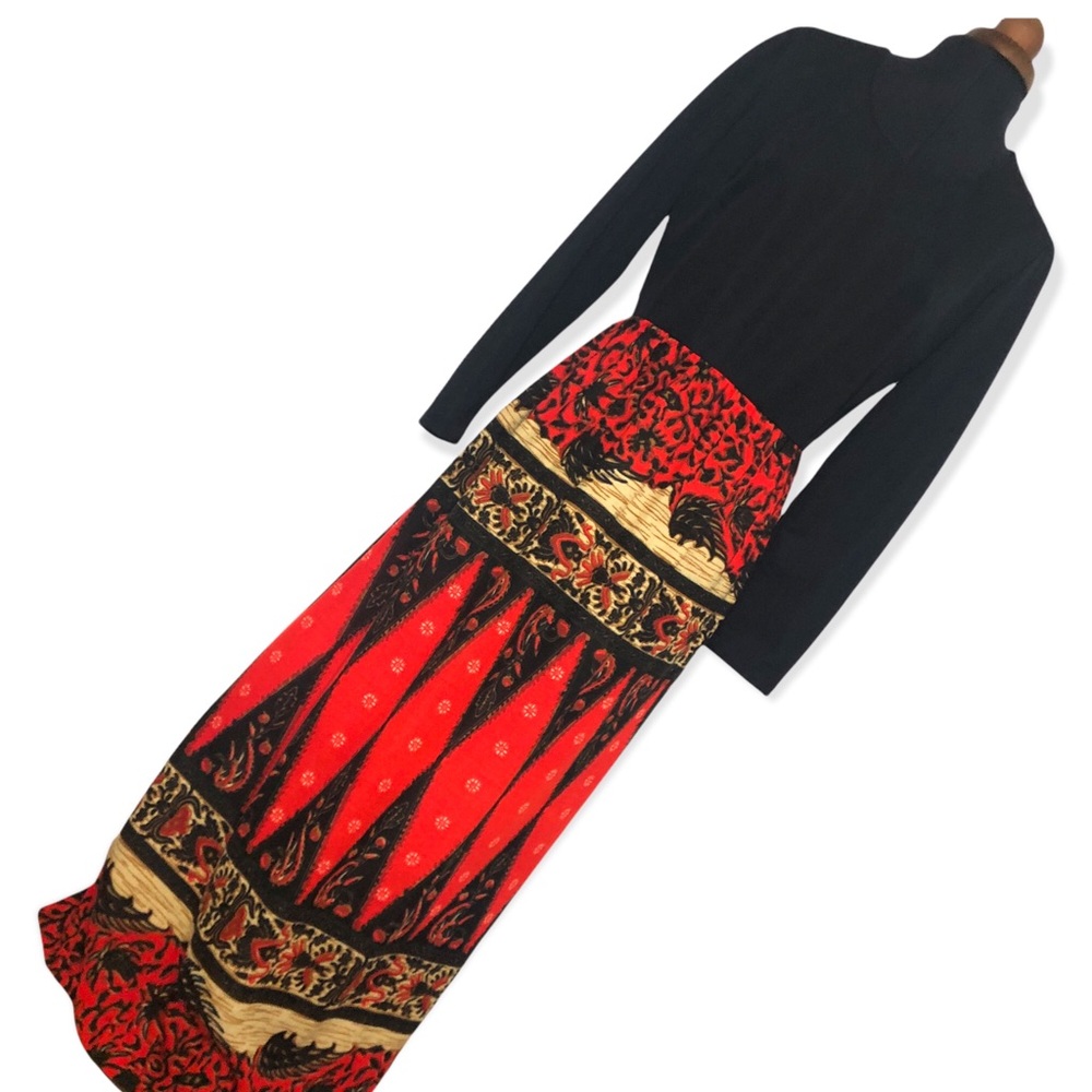Vintage Polyester Dress With Boho Skirt
